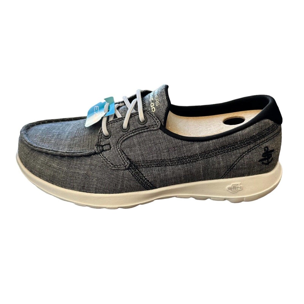 Skechers On The Go Walk Lite ISLA Womens Boat Shoe Black White Size 6
